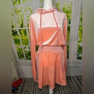 NWOT Pink Velvet Hoodie Dress